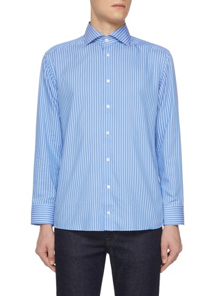 首图 - 点击放大 - ETON - Striped Cutaway Collar Slim Cotton Silk Shirt
