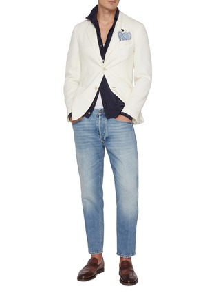 模特儿示范图 - 点击放大 - LARDINI - Single Breasted Notch Lapel Weave Blazer