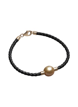 首图 - 点击放大 - JEWELMER - Lien Doré Pearl of Wisdom Golden South Sea Pearl 18K Gold Leather Cord Bracelet