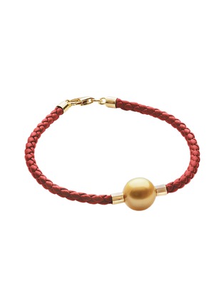 首图 - 点击放大 - JEWELMER - Lien Doré Pearl of Life Golden South Sea Pearl 18K Gold Leather Cord Bracelet