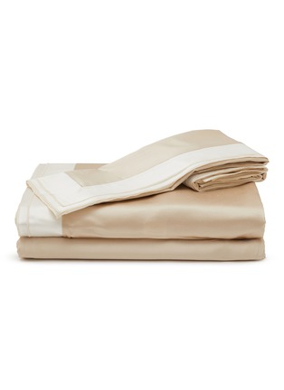 首图 –点击放大 - SILKY MIRACLE - Two-Tone King Size Cotton Silk Bed Set — Light Pink/White