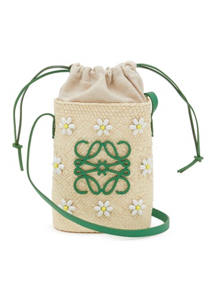 首图 - 点击放大 - LOEWE - Anagram Flower Embroidered Iraca Palm Canvas Crossbody Pouch