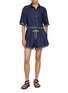 模特儿示范图 - 点击放大 - ZIMMERMANN - Rhiannon Drawstring Frayed Denim Shorts