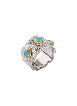 细节 - 点击放大 - BUCCELLATI - Blossoms Agate Sterling Silver Eternelle Ring — EU 52