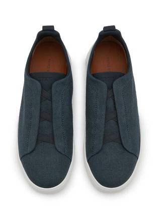 细节 - 点击放大 - ERMENEGILDO ZEGNA - Triple Stitch Cotton Linen Men's Sneakers