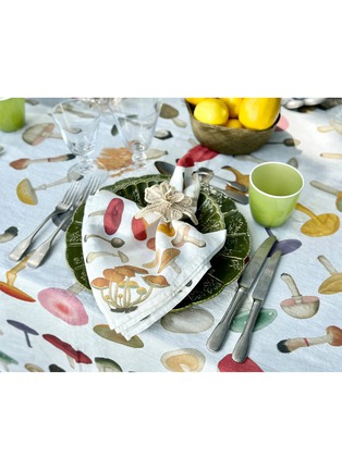 细节 –点击放大 - SUMMERILL & BISHOP - X John Derian Fungi Mushroom Linen Napkin — White