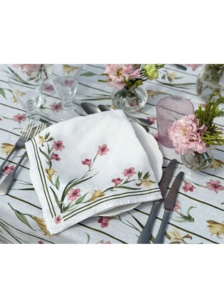 细节 –点击放大 - SUMMERILL & BISHOP - Gladioli Linen Napkin