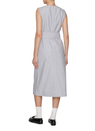 背面 - 点击放大 - THOM BROWNE - Tonal University Stripe Boat Neck Linen Cotton Dress