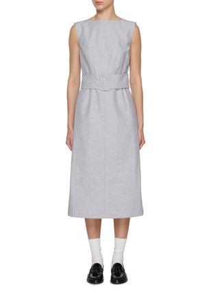 首图 - 点击放大 - THOM BROWNE - Tonal University Stripe Boat Neck Linen Cotton Dress