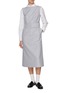 模特儿示范图 - 点击放大 - THOM BROWNE - Tonal University Stripe Boat Neck Linen Cotton Dress