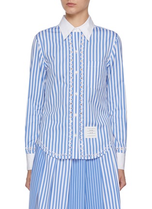 首图 - 点击放大 - THOM BROWNE - Awning Striped Broderie Anglaise Cotton Shirt