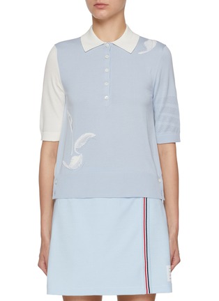 首图 - 点击放大 - THOM BROWNE - FunMix Feather Intarsia Cotton Polo Shirt