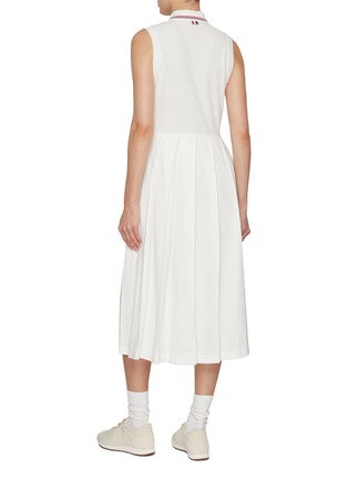 背面 - 点击放大 - THOM BROWNE - Sleeveless Pleated Cotton Waffle Knit Polo Dress