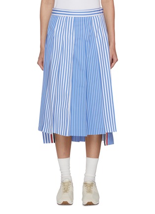 首图 - 点击放大 - THOM BROWNE - FunMix Awning Pleated Striped Cotton Poplin Skirt