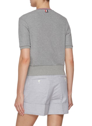 背面 - 点击放大 - THOM BROWNE - Short Sleeve Cotton Waffle Knit Cardigan