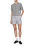 模特儿示范图 - 点击放大 - THOM BROWNE - Short Sleeve Cotton Waffle Knit Cardigan