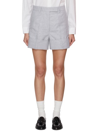 首图 - 点击放大 - THOM BROWNE - Tonal University Stripe Sack Linen Cotton Shorts