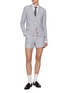 模特儿示范图 - 点击放大 - THOM BROWNE - Tonal University Stripe Sack Linen Cotton Shorts