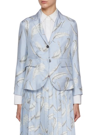 首图 - 点击放大 - THOM BROWNE - Single Breast Feather Print Silk Twill Unconstructed Blazer