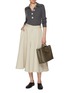 模特儿示范图 - 点击放大 - BOTTEGA VENETA - Flared Cotton Silk Midi Skirt