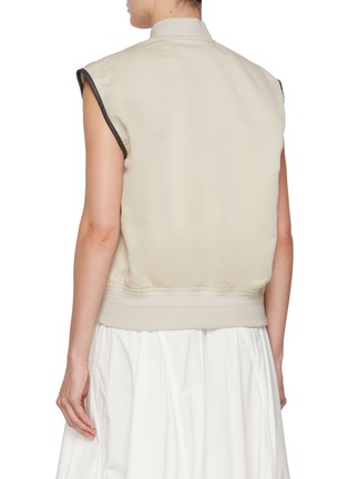 背面 - 点击放大 - BOTTEGA VENETA - Contrast Piping Zip Up Cotton Silk Gilet