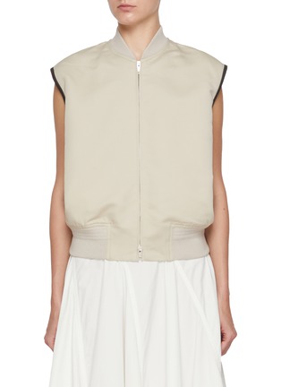 首图 - 点击放大 - BOTTEGA VENETA - Contrast Piping Zip Up Cotton Silk Gilet