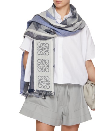 模特儿示范图 - 点击放大 - LOEWE - Anagram Linen Cotton Scarf
