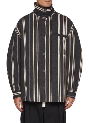 首图 - 点击放大 - MORDECAI - Vertical Striped Funnel Collar Overshirt