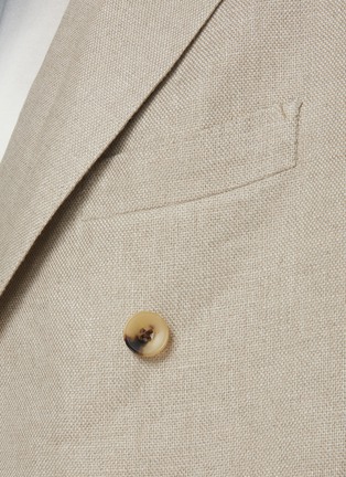  - J∞QUALITY  - Double Breasted Peak Lapel Linen Oxford Blazer