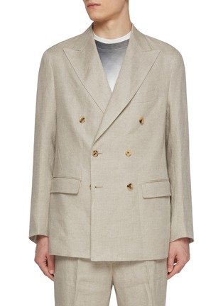 首图 - 点击放大 - J∞QUALITY  - Double Breasted Peak Lapel Linen Oxford Blazer