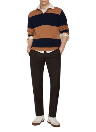 模特儿示范图 - 点击放大 - PAUL & SHARK - Colot Borader Wool Cashmere Polo Shirt