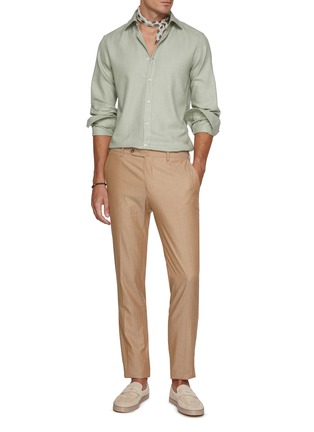 模特儿示范图 - 点击放大 - PAUL & SHARK - Spread Collar Cashmere Cotton Shirt