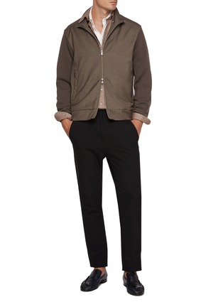 模特儿示范图 - 点击放大 - PAUL & SHARK - Stand Collar Zip Up Wool Jacket