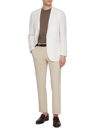 模特儿示范图 - 点击放大 - RING JACKET - Textured Check Single Breasted Blazer