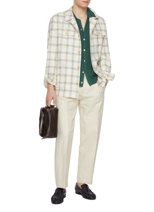 模特儿示范图 - 点击放大 - INCOTEX - Seamless Flat Front Linen Pants