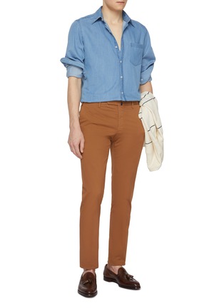 模特儿示范图 - 点击放大 - INCOTEX - Royal Batavia Cotton Stretch Pants