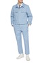 模特儿示范图 - 点击放大 - THOM BROWNE - Four-Bar Striped Cotton Poplin Shirt