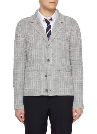 首图 - 点击放大 - THOM BROWNE - Cotton Linen Cashmere Waffle Knit Cardigan