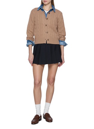 模特儿示范图 - 点击放大 - SPORTY & RICH - 混羊绒麻花针织开衫