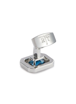 细节 - 点击放大 - TATEOSSIAN - Halo Rectangle Rhodium Plated Cubic Zirconia Cufflinks