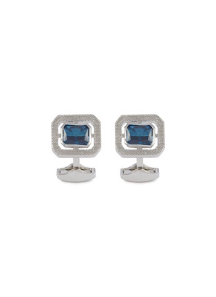 首图 - 点击放大 - TATEOSSIAN - Halo Rectangle Rhodium Plated Cubic Zirconia Cufflinks