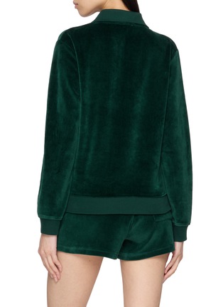 背面 - 点击放大 - SPORTY & RICH - Long Sleeve Crown Velour Cotton Tennis Polo Shirt