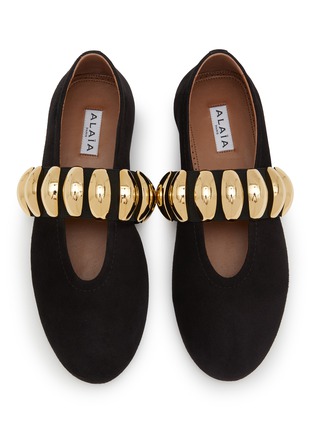 细节 - 点击放大 - ALAÏA - La Ballerine Hardware Strap Suede Mary Jane Flats