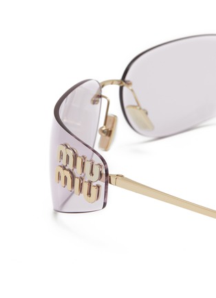 细节 - 点击放大 - MIU MIU - Metal Rectangle Sunglasses