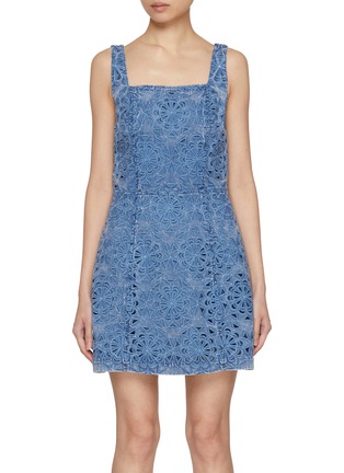 首图 - 点击放大 - ALICE + OLIVIA - Maryann Floral Cutout Denim Mini Dress