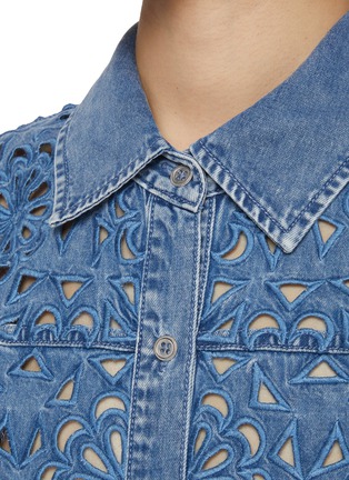  - ALICE + OLIVIA - Finely Floral Cutout Denim Shirt