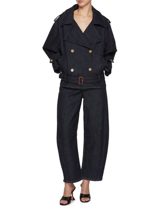模特儿示范图 - 点击放大 - SELF-PORTRAIT - Indigo Barrel Leg Jeans