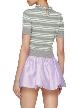 背面 - 点击放大 - SELF-PORTRAIT - Embellished Striped Wool Cotton Cashmere Knit Top