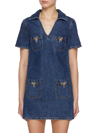 首图 - 点击放大 - SELF-PORTRAIT - Bow Embellished Dark Wash Mini Dress