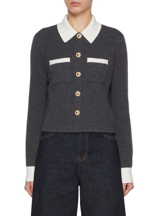 首图 - 点击放大 - SELF-PORTRAIT - Contrast Collar Wool Blend Knit Cardigan